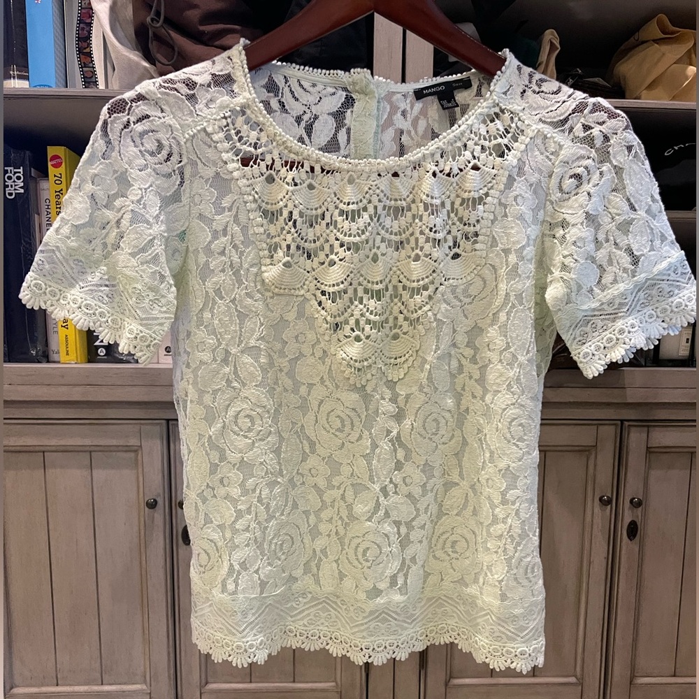 Mango Lace Short Sleeve Top